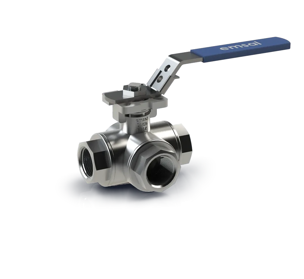 Tepe flanşlı dişli tip 3 yollu küresel vana